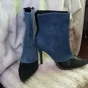 Blue jean ankle high heel Boots